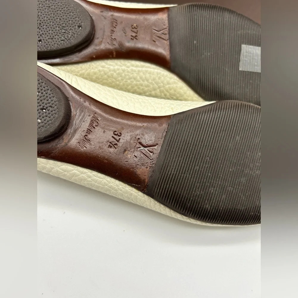 Louis Vuitton LV Logo Ballet Flats Shoes Womens Size 37.5 Beige White - Picture 9 of 16